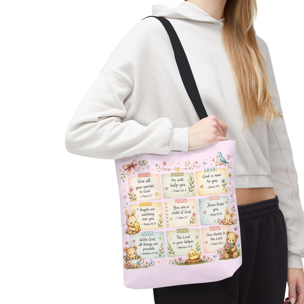 Promises for Her Little Heart™ Double-Sided Christian Girls Tote Bag | Bible Verse Tote | Church Bag for Girls | Faith Gift for Daughters