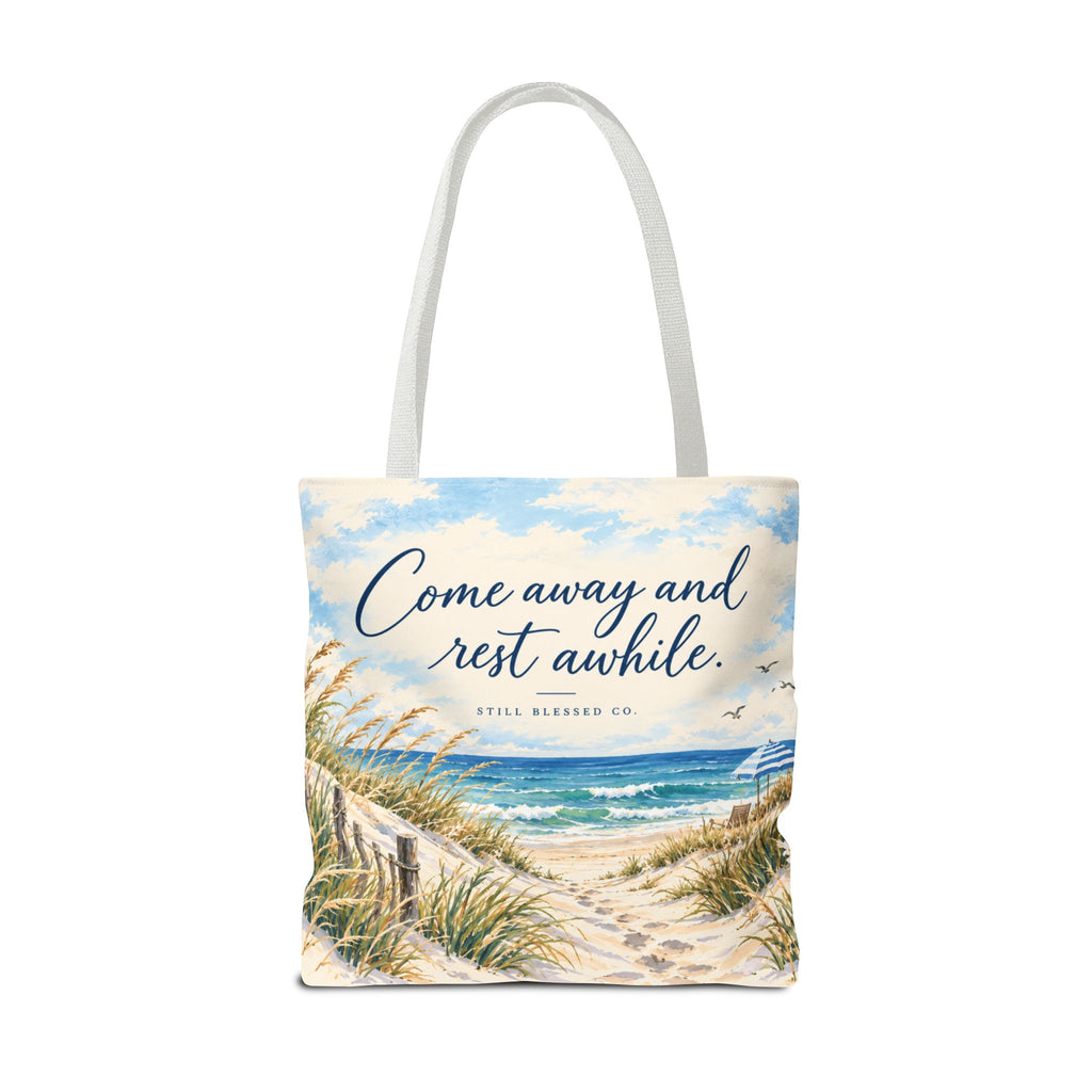 Be Still & Know™ Double-Sided Coastal Tote Bag | Psalm 46:10 Christian Canvas Tote | Beach Path Watercolor Bag | Boutique Gift for Women