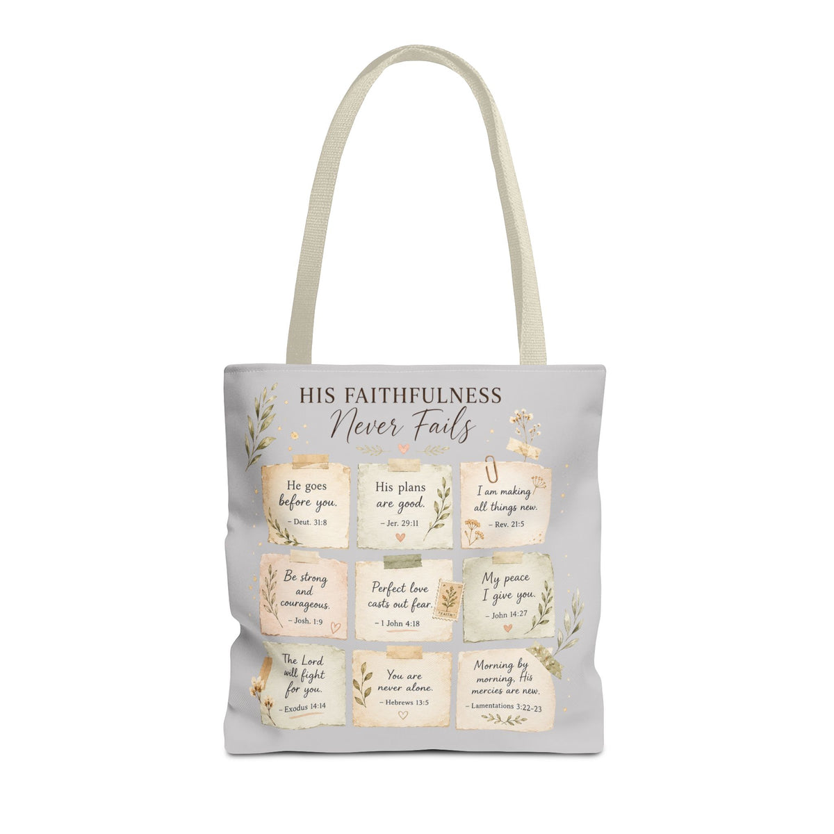 His Faithfulness Never Fails™ Double-Sided Christian Tote Bag | Scripture Promise Canvas Tote | Bible Study Bag | Faith Gift for Women