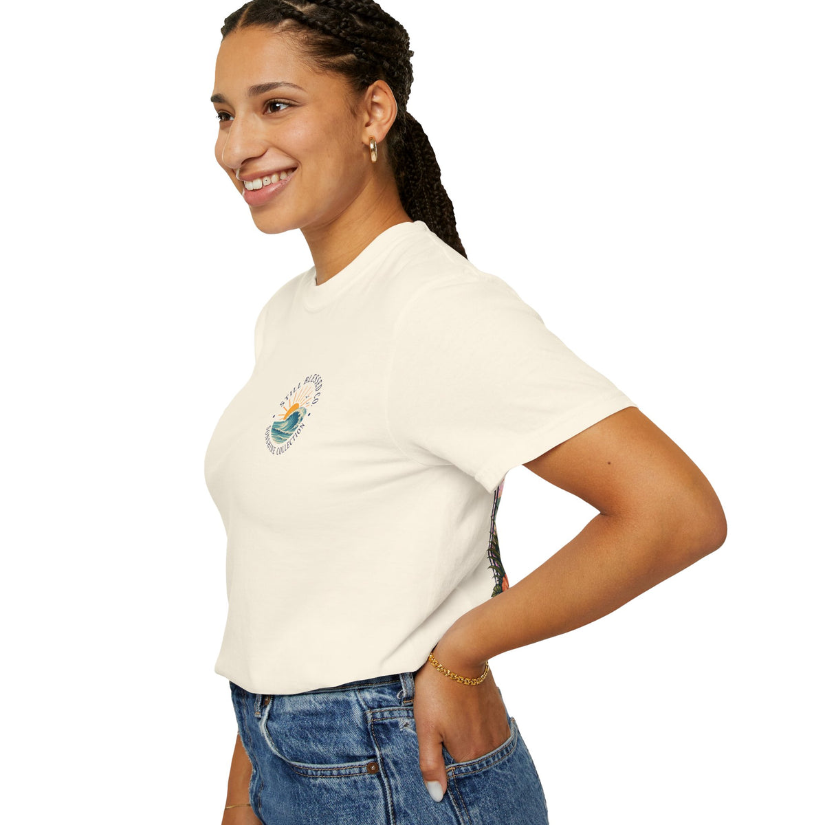 Mercy Rises Tee — Sunrise Surf Christian T-Shirt (Lamentations 3:22-23)