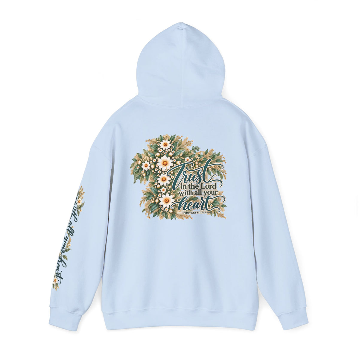 Trust in the Lord Floral Cross Hoodie | Proverbs Christian Hoodie