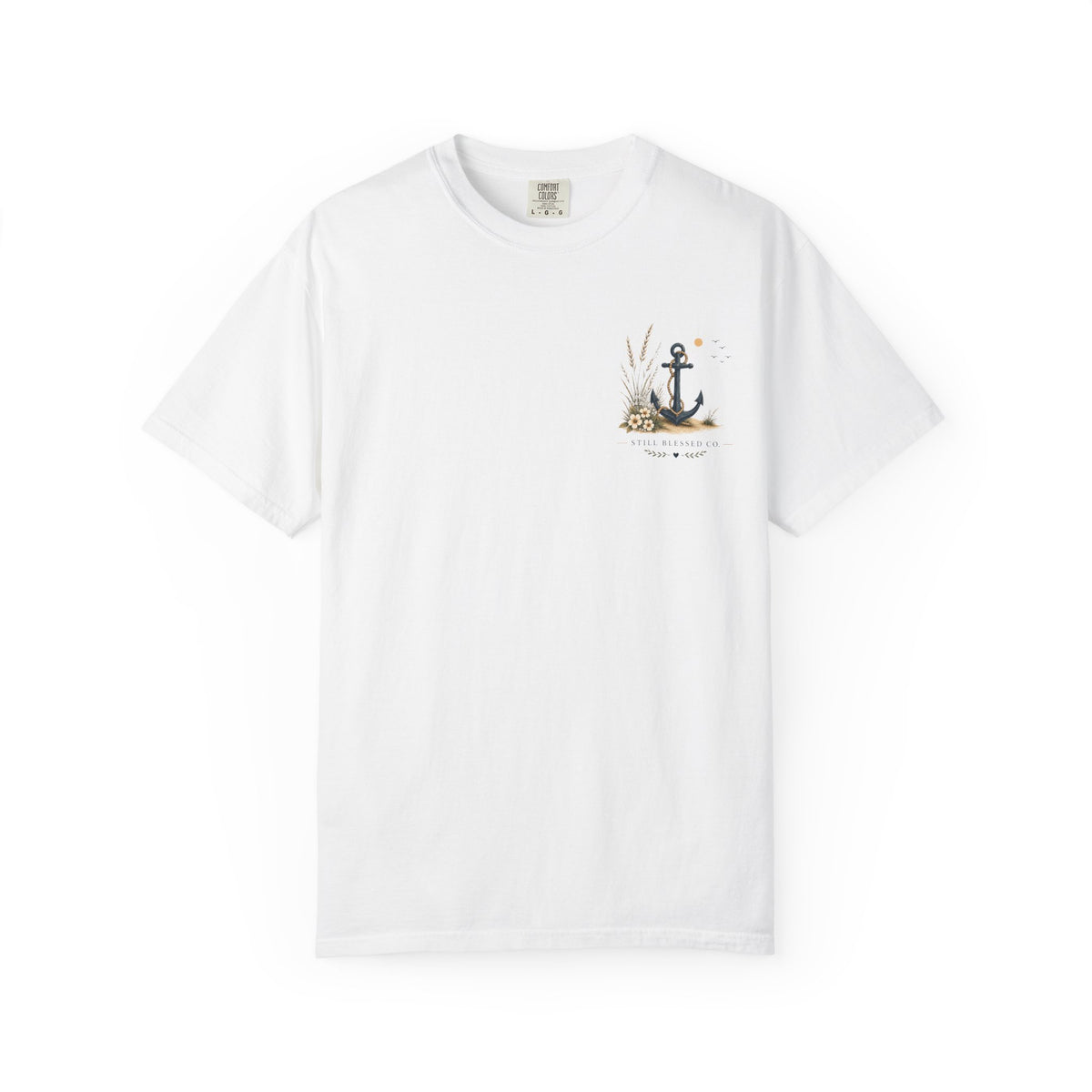Anchored in His Love Comfort Colors® Tee | Christian Coastal T-Shirt | Faith-Based Beach Shirt | Matthew 19:26 | Still Blessed Co.