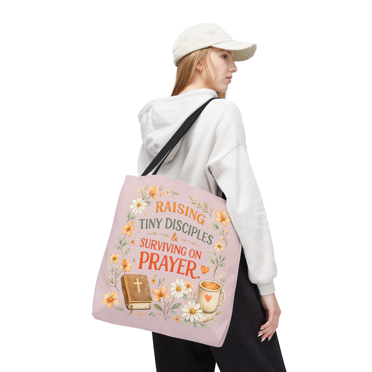 Raising Tiny Disciples & Surviving on Prayer™ Double-Sided Christian Mama Tote Bag | Faith-Based Canvas Tote | Gift for Moms