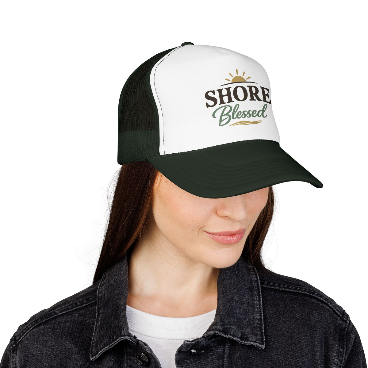 Shore Blessed™ Coastal Faith Trucker Hat | Women's Boutique Snapback | Faith & Sunshine Collection