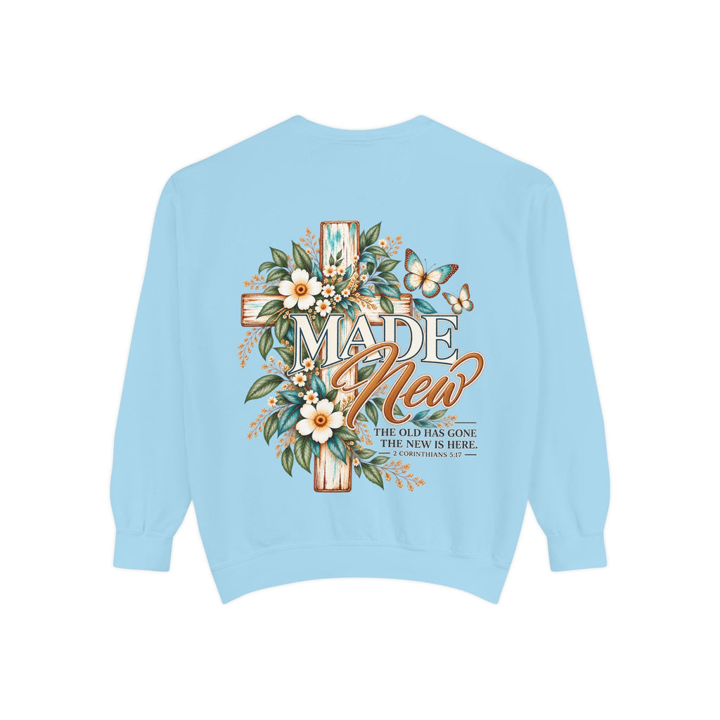 Made New | 2 Corinthians 5:17 Botanical Christian Crewneck