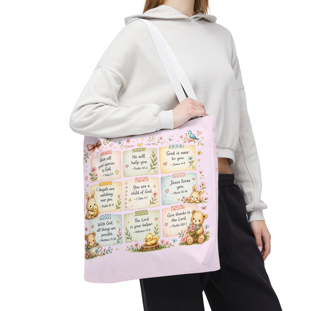 Promises for Her Little Heart™ Double-Sided Christian Girls Tote Bag | Bible Verse Tote | Church Bag for Girls | Faith Gift for Daughters
