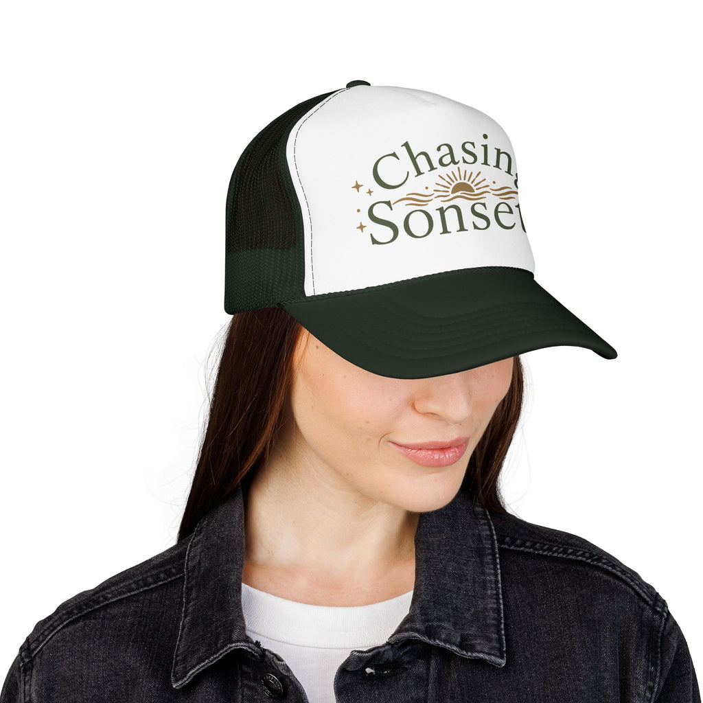 Chasing Sonsets™ Coastal Christian Trucker Hat | Women's Boutique Faith Snapback | Beach Lifestyle Hat | Still Blessed Co.