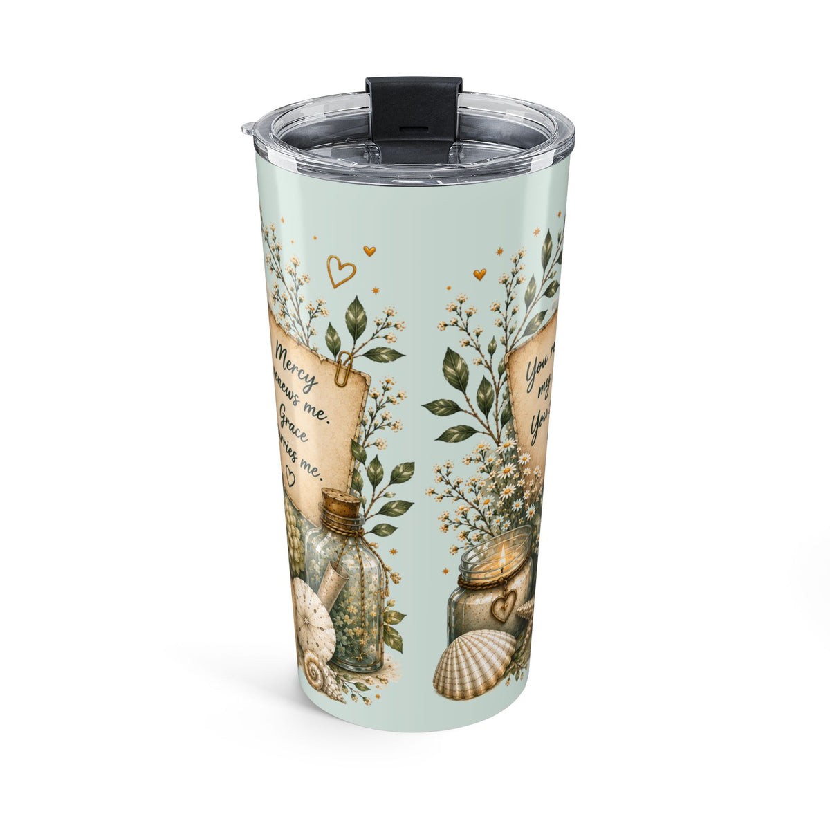 Fill My Cup, Lord™ Coastal Scripture Tumbler | Psalm 23:5 | 20 oz Insulated Travel Cup
