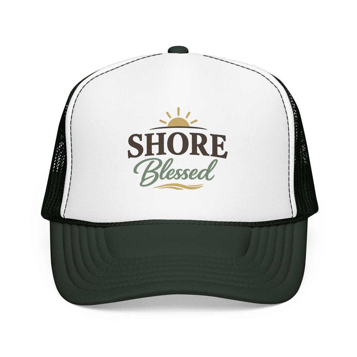 Shore Blessed™ Coastal Faith Trucker Hat | Women's Boutique Snapback | Faith & Sunshine Collection