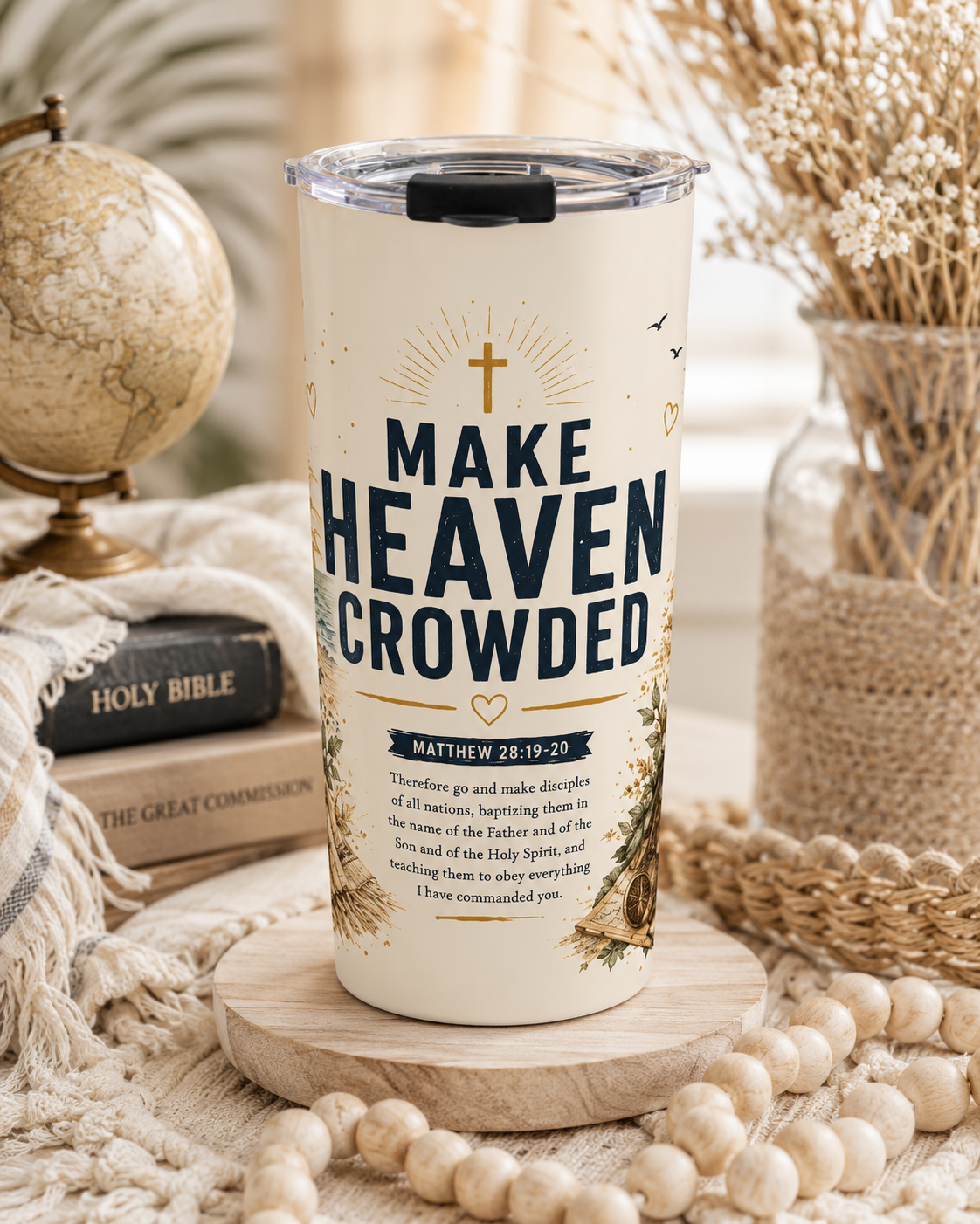 Make Heaven Crowded™ | Matthew 28:19–20 | 20 oz Christian Mission Tumbler | Insulated Travel Cup