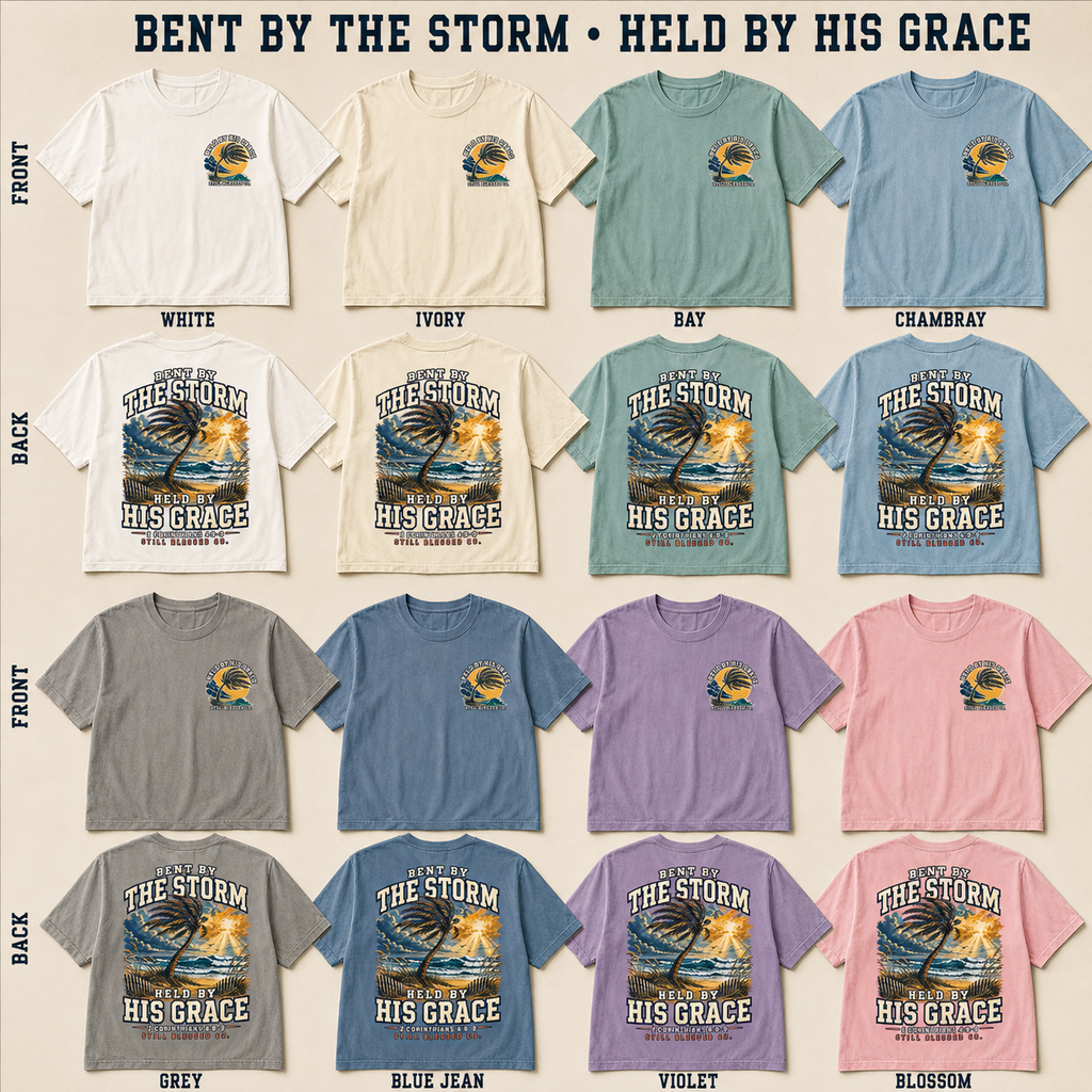 Bent by the Storm, Held by His Grace Comfort Colors® Tee | Coastal Christian Shirt | Women’s Faith Graphic T-Shirt