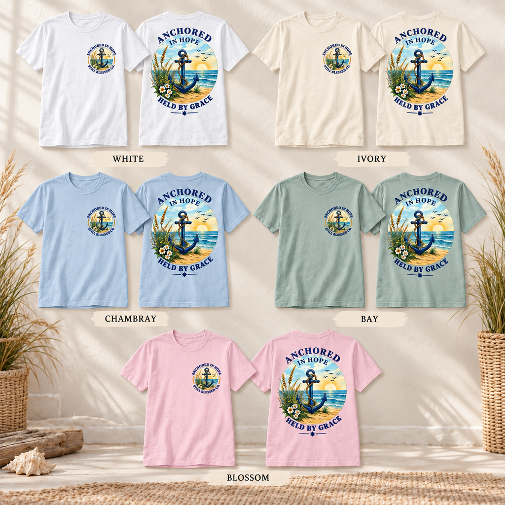 Anchored in Hope Faith Shirt | Hebrews 6:19 Christian Coastal Graphic Tee | Faith-Based Comfort Colors T-Shirt