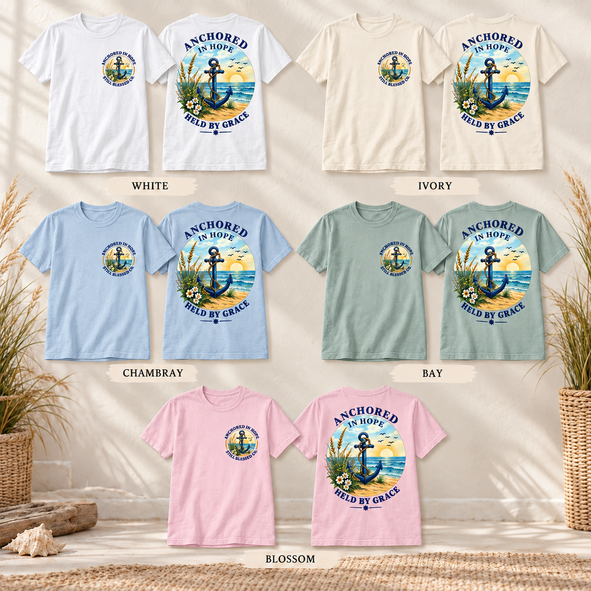 Anchored in Hope Faith Shirt | Hebrews 6:19 Christian Coastal Graphic Tee | Faith-Based Comfort Colors T-Shirt