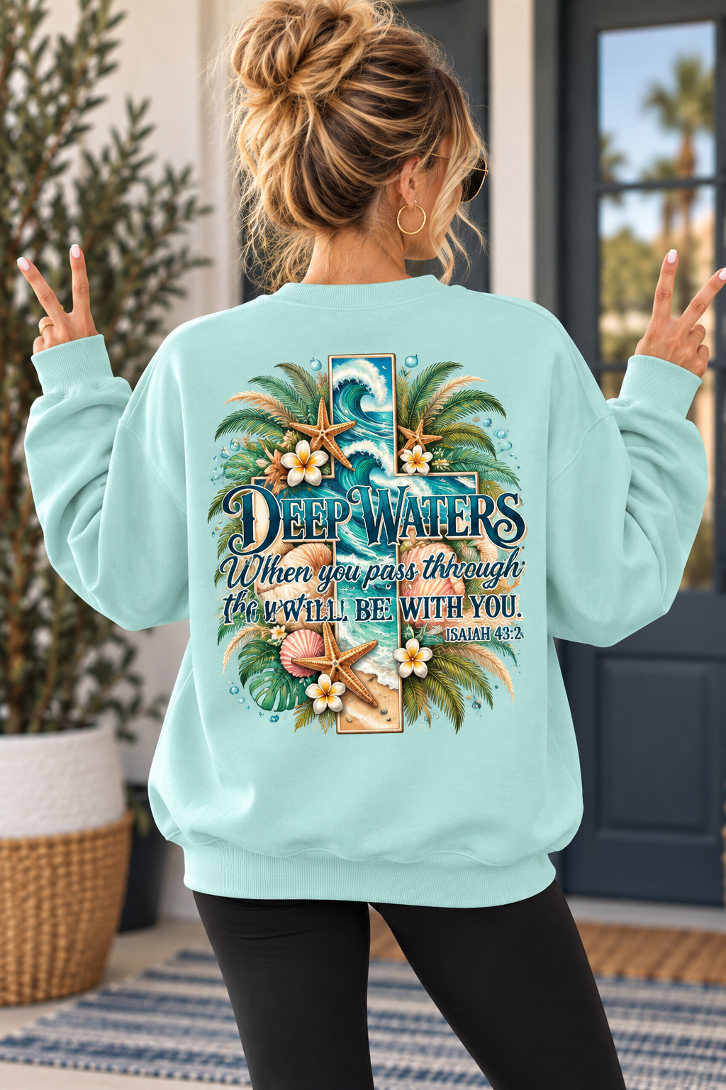 Deep Waters | Isaiah 43:2 Coastal Faith Crewneck
