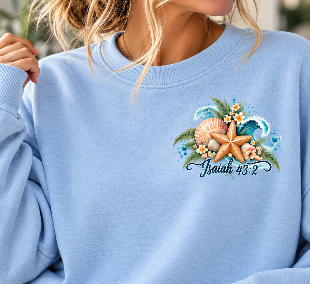 Deep Waters | Isaiah 43:2 Coastal Faith Crewneck