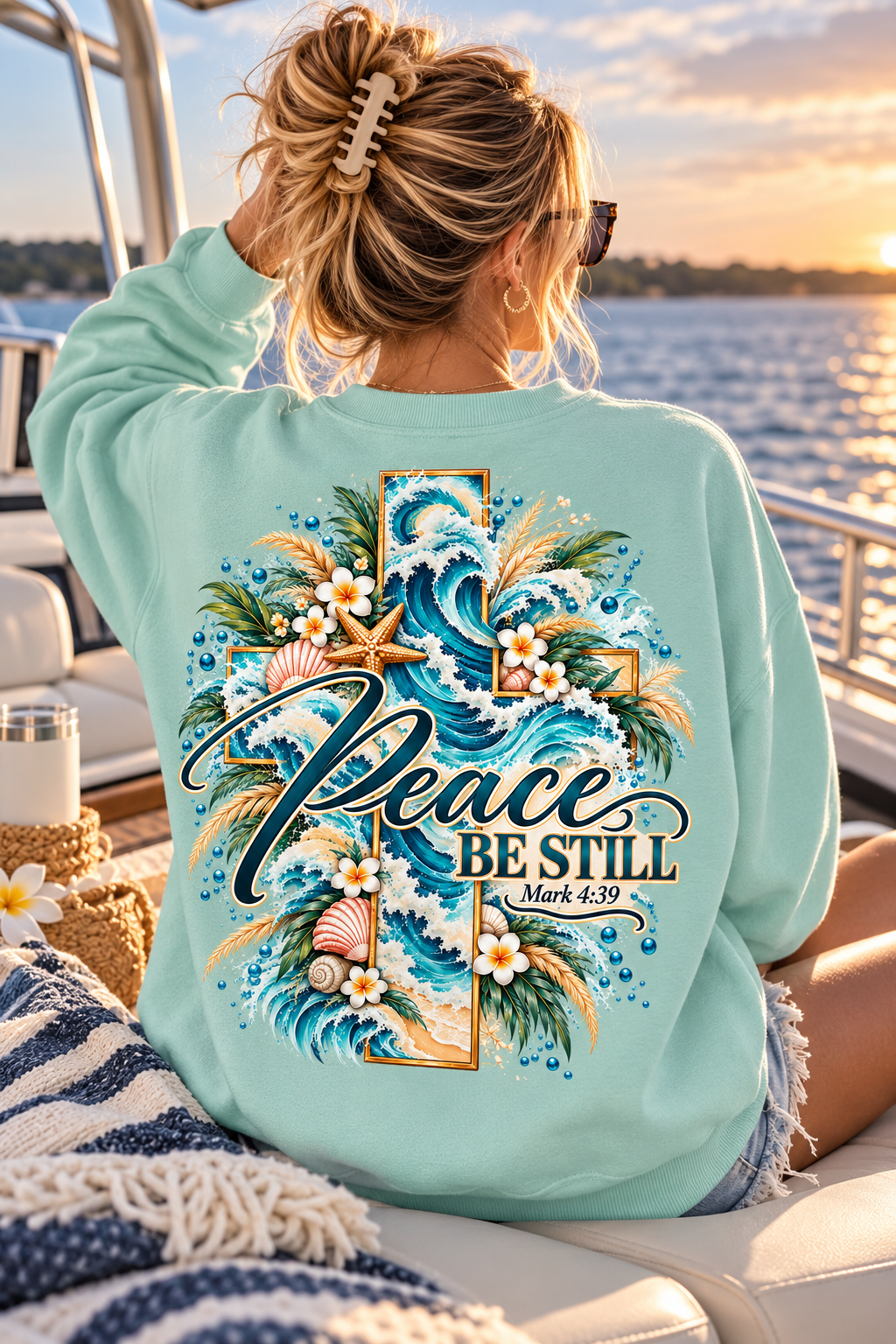 Peace, Be Still | Mark 4:39 Coastal Christian Crewneck