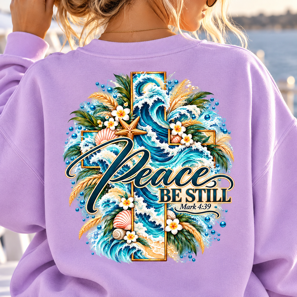 Peace, Be Still | Mark 4:39 Coastal Christian Crewneck