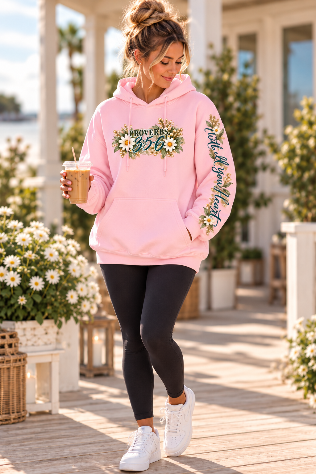 Trust in the Lord Floral Cross Hoodie | Proverbs Christian Hoodie