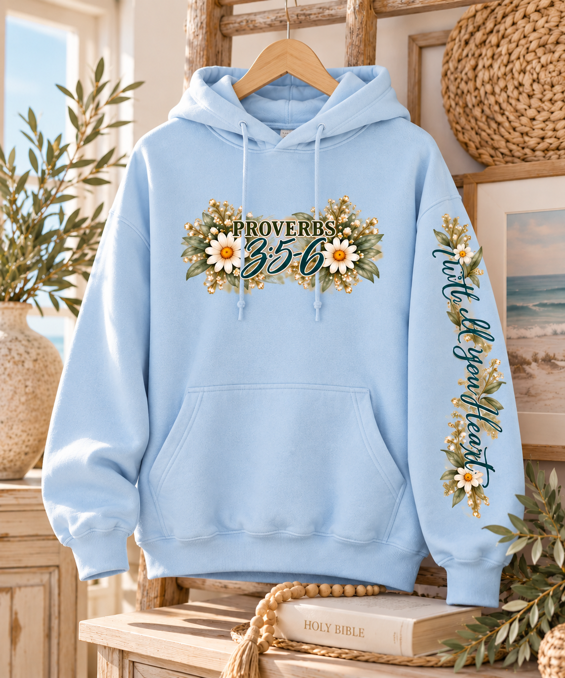 Trust in the Lord Floral Cross Hoodie | Proverbs Christian Hoodie