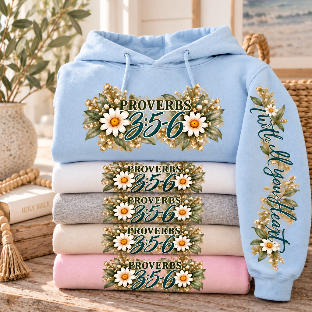 Trust in the Lord Floral Cross Hoodie | Proverbs Christian Hoodie