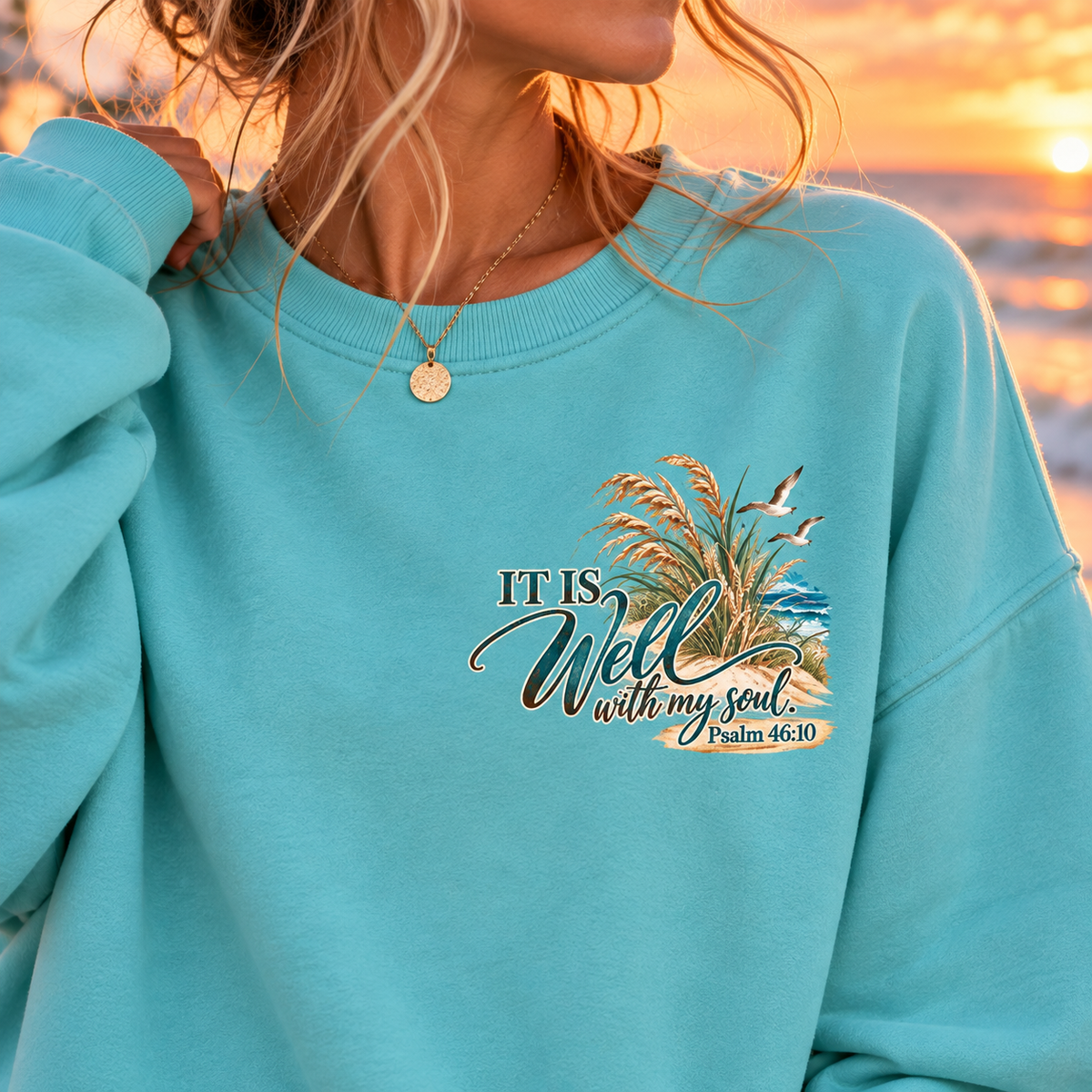 It Is Well | Psalm 46:10 Coastal Christian Crewneck