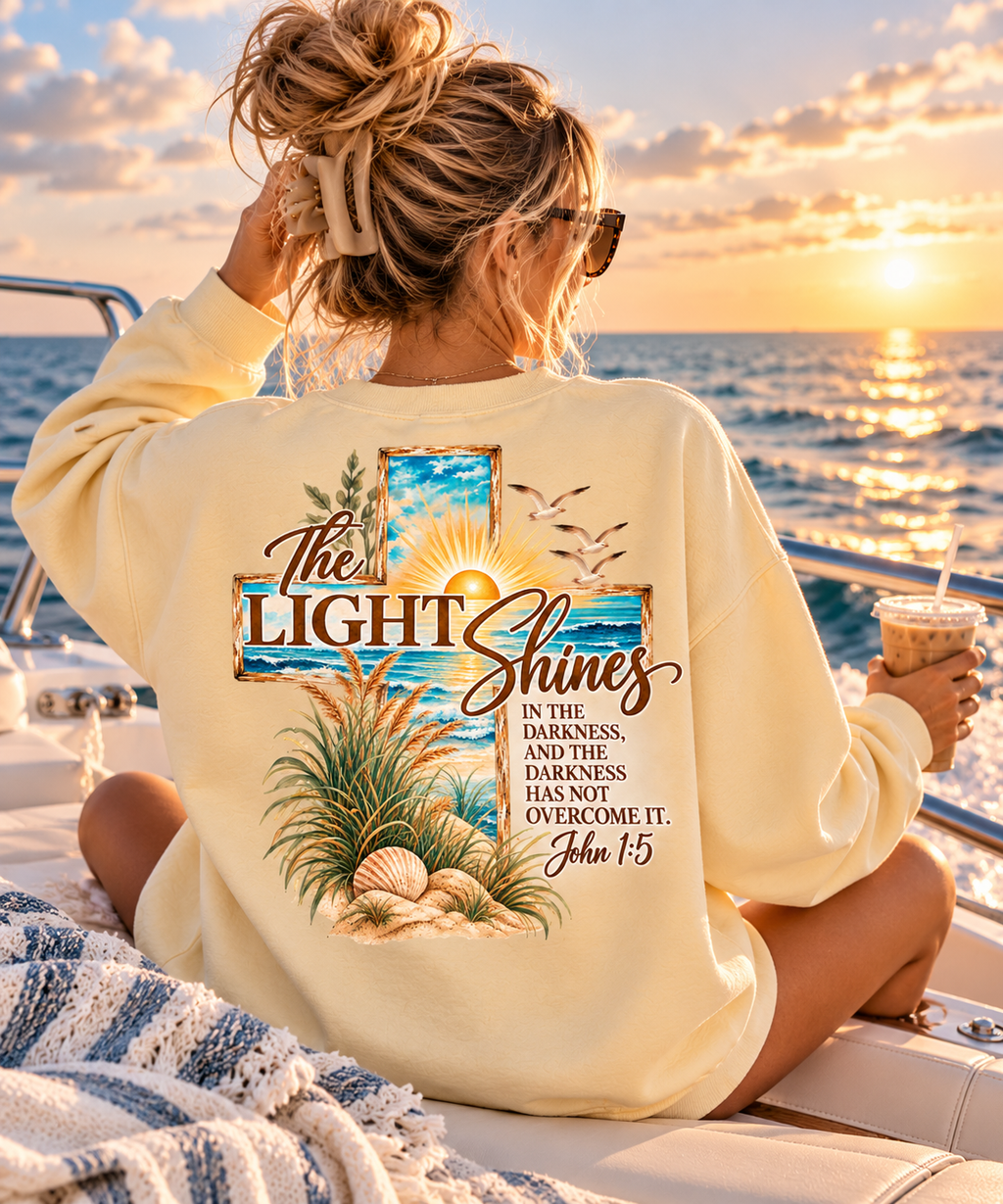 The Light Shines | John 1:5 Coastal Christian Crewneck