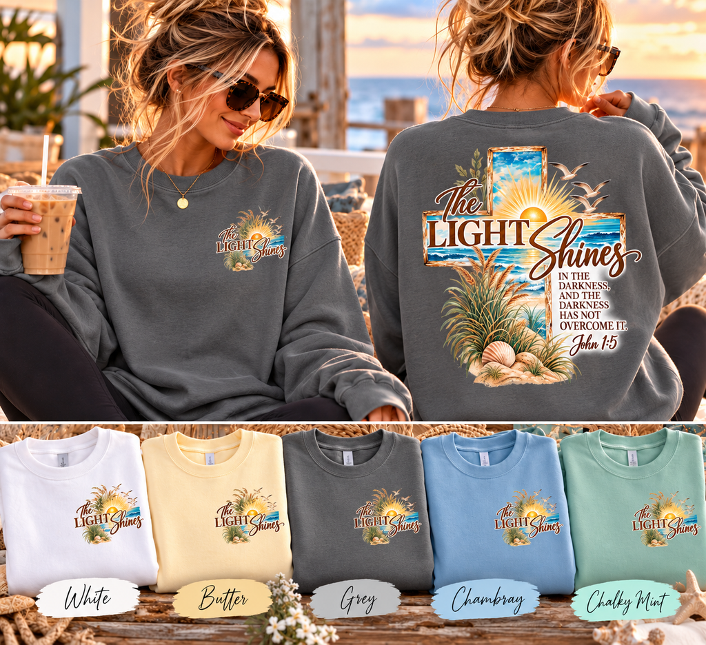 The Light Shines | John 1:5 Coastal Christian Crewneck