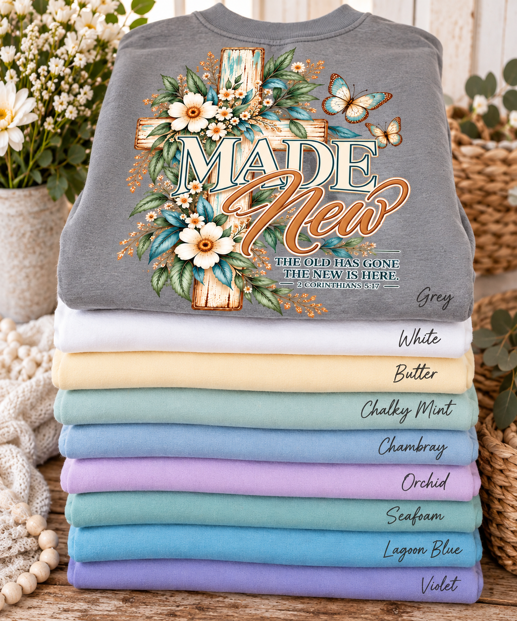 Made New | 2 Corinthians 5:17 Botanical Christian Crewneck
