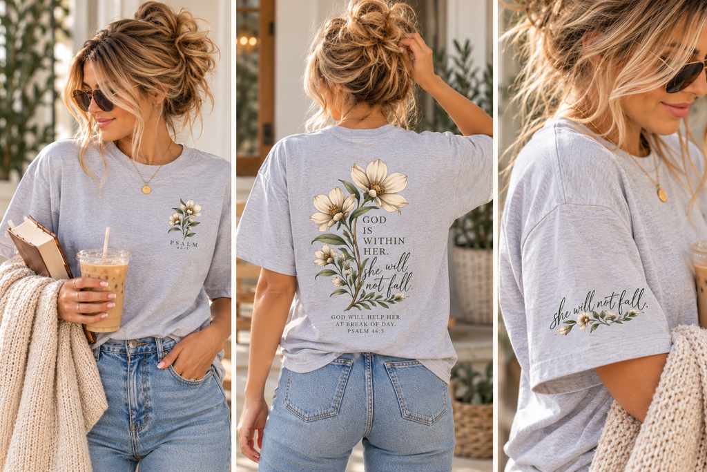 God Is Within Her Shirt | Psalm 46:5 Botanical Oversized Christian Tee
