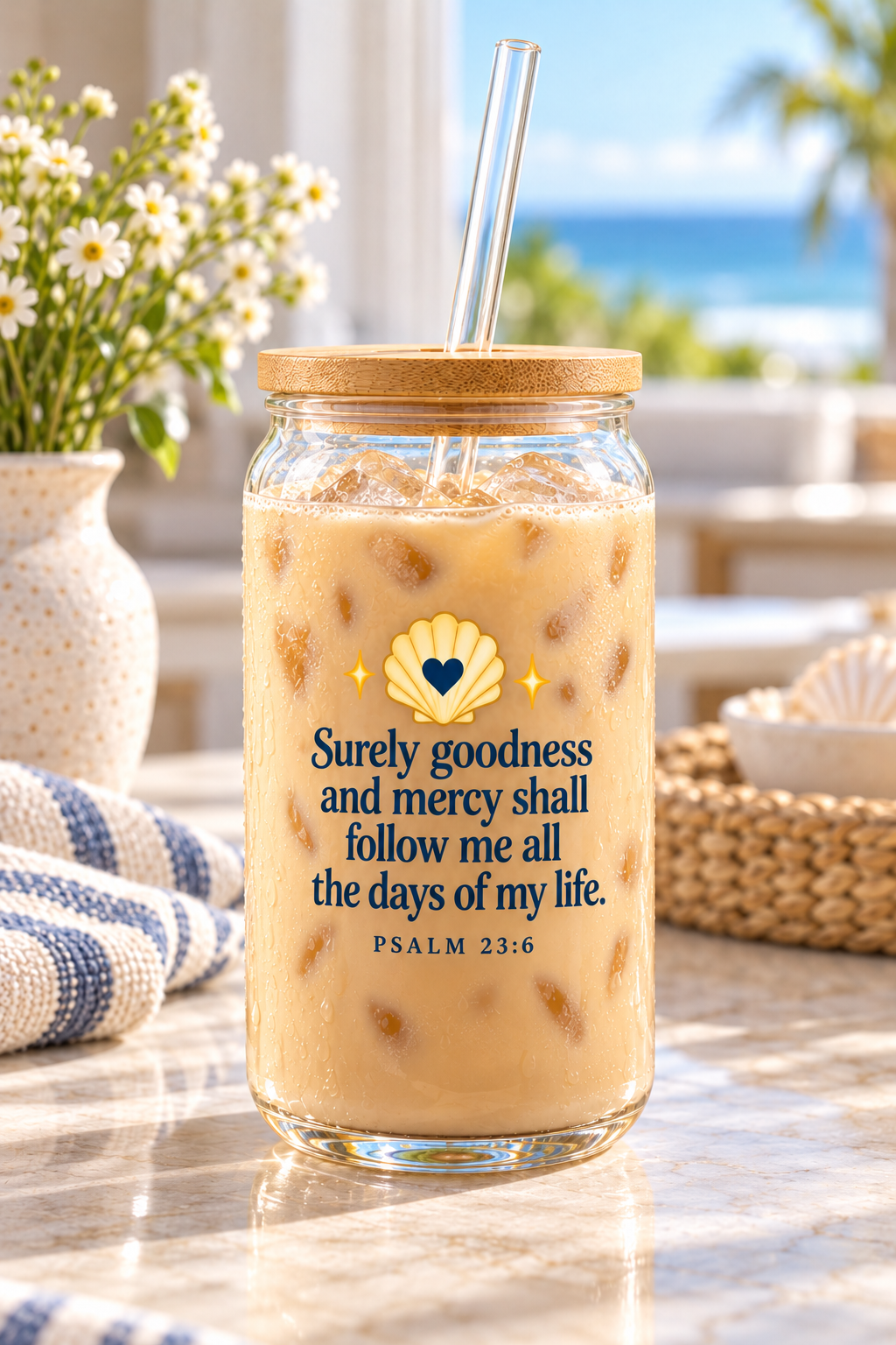 Goodness Follows Me | Coastal Faith Glass Sipper · 16 oz