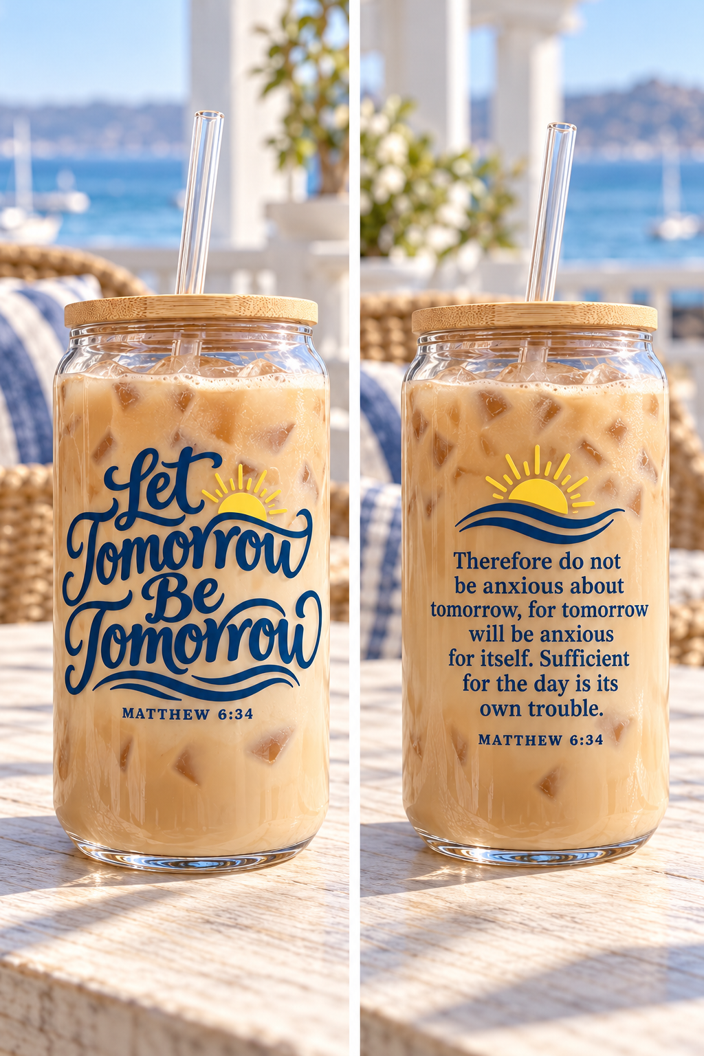 Let Tomorrow Be Tomorrow | Coastal Faith Glass Sipper · 16 oz