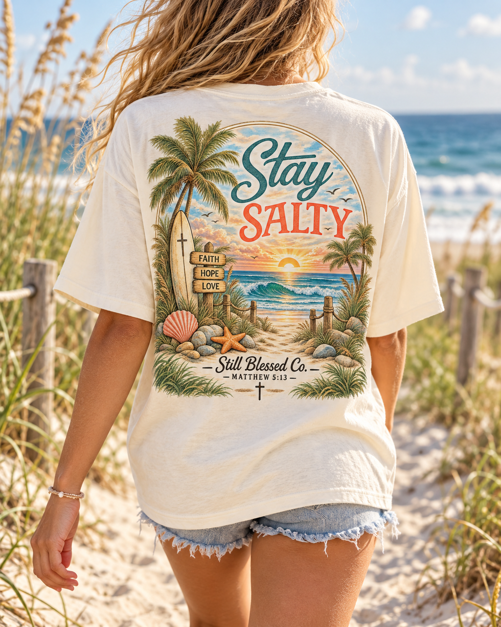 Stay Salty Comfort Colors® T-Shirt | Coastal Christian Beach Tee | Matthew 5:13–16 | Faith-Based Summer Shirt | Still Blessed Co.