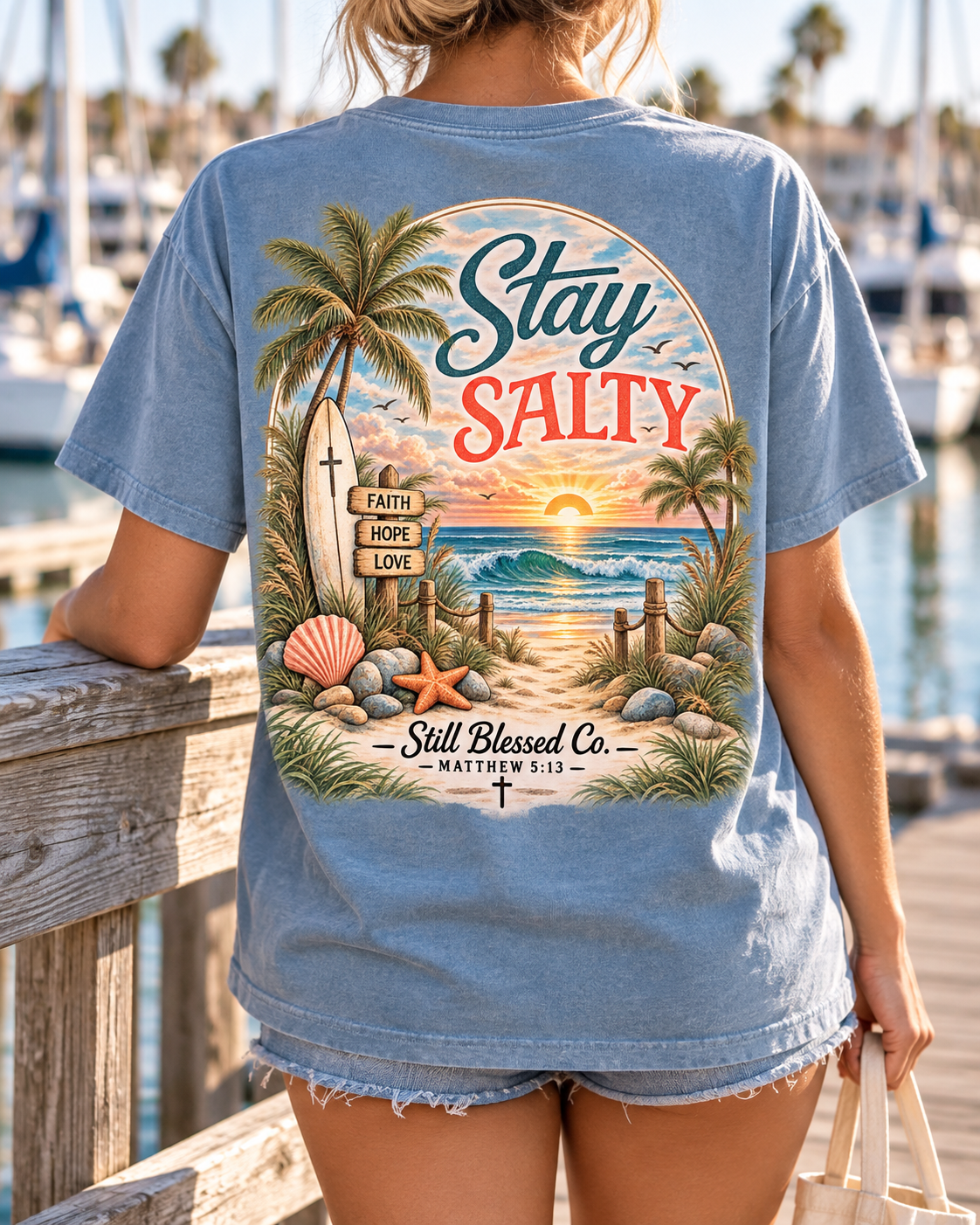 Stay Salty Comfort Colors® T-Shirt | Coastal Christian Beach Tee | Matthew 5:13–16 | Faith-Based Summer Shirt | Still Blessed Co.