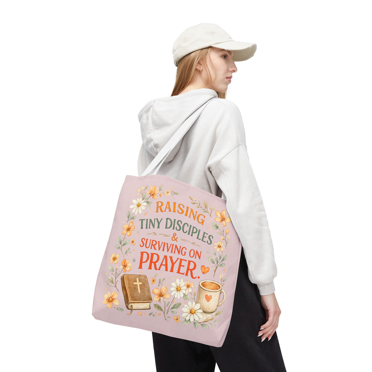 Raising Tiny Disciples & Surviving on Prayer™ Double-Sided Christian Mama Tote Bag | Faith-Based Canvas Tote | Gift for Moms