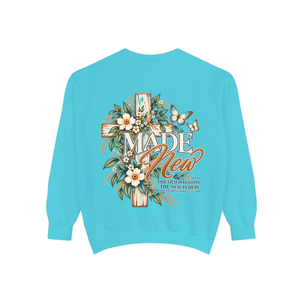 Made New | 2 Corinthians 5:17 Botanical Christian Crewneck