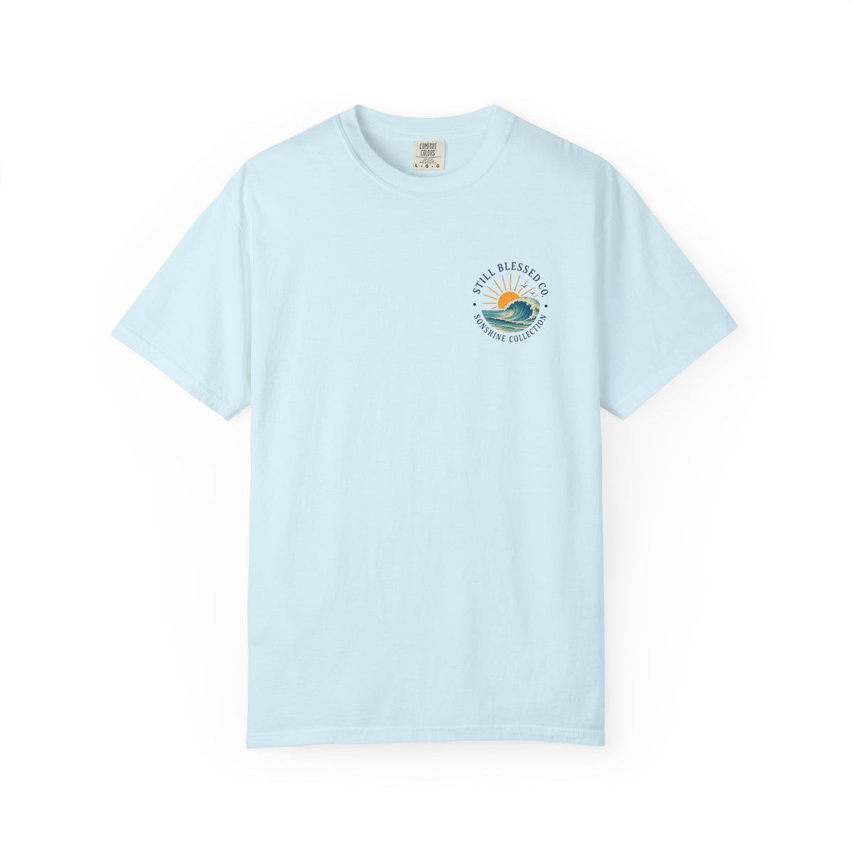 Mercy Rises Tee — Sunrise Surf Christian T-Shirt (Lamentations 3:22-23)