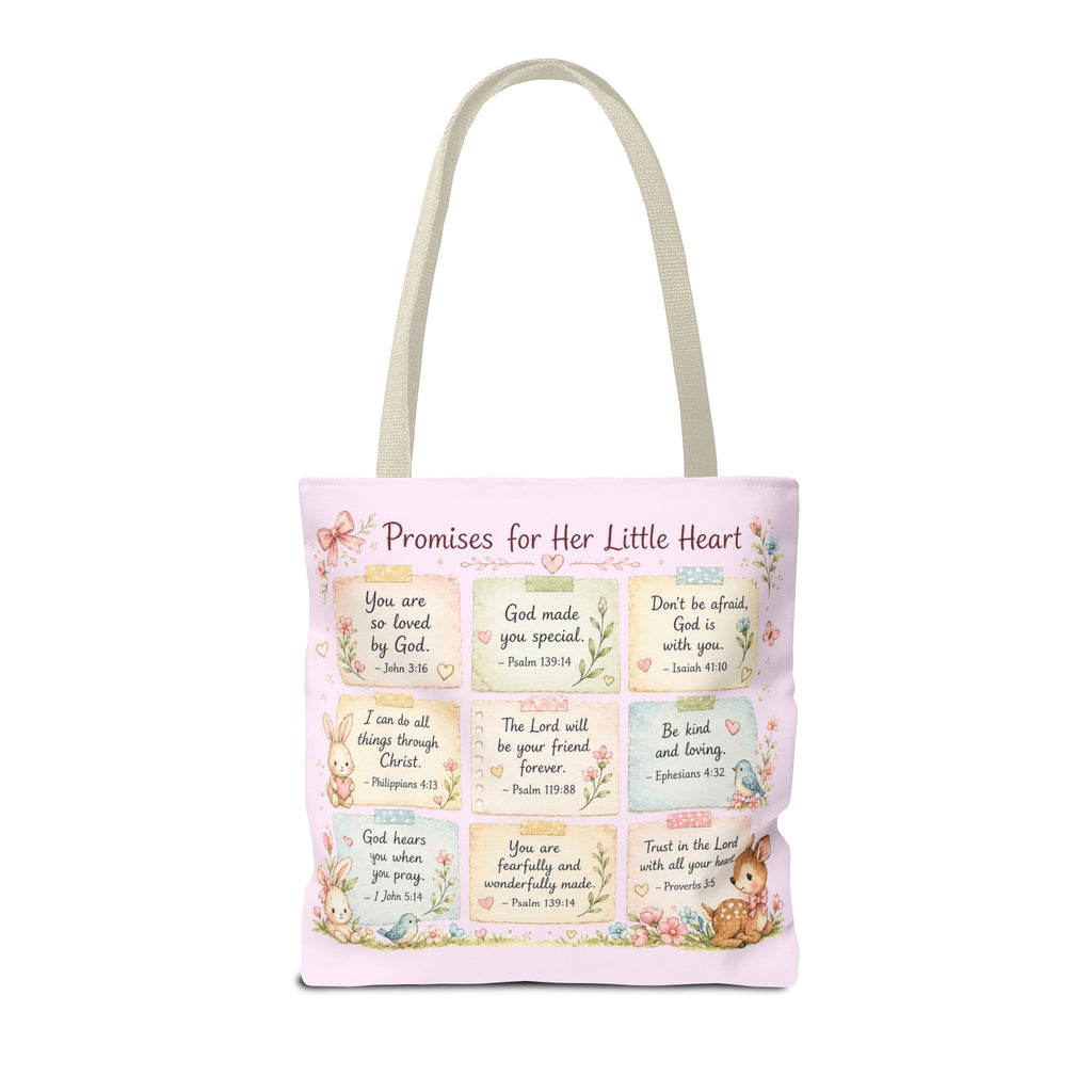 Promises for Her Little Heart™ Double-Sided Christian Girls Tote Bag | Bible Verse Tote | Church Bag for Girls | Faith Gift for Daughters