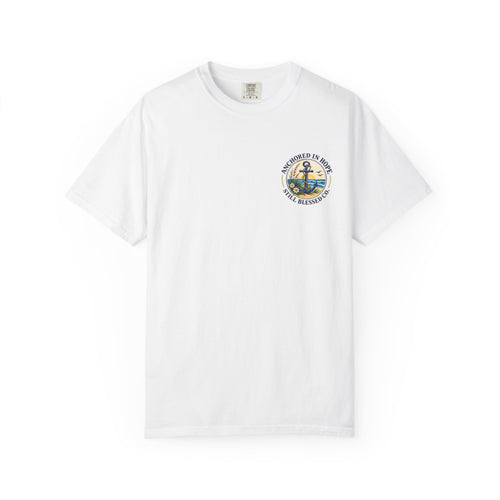 Anchored in Hope Faith Shirt | Hebrews 6:19 Christian Coastal Graphic Tee | Faith-Based Comfort Colors T-Shirt
