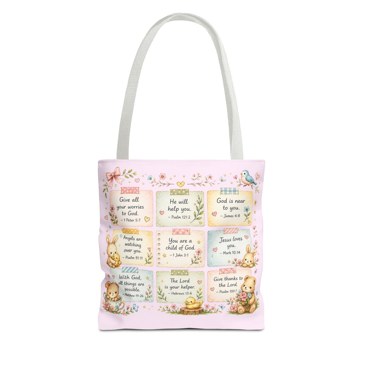 Promises for Her Little Heart™ Double-Sided Christian Girls Tote Bag | Bible Verse Tote | Church Bag for Girls | Faith Gift for Daughters