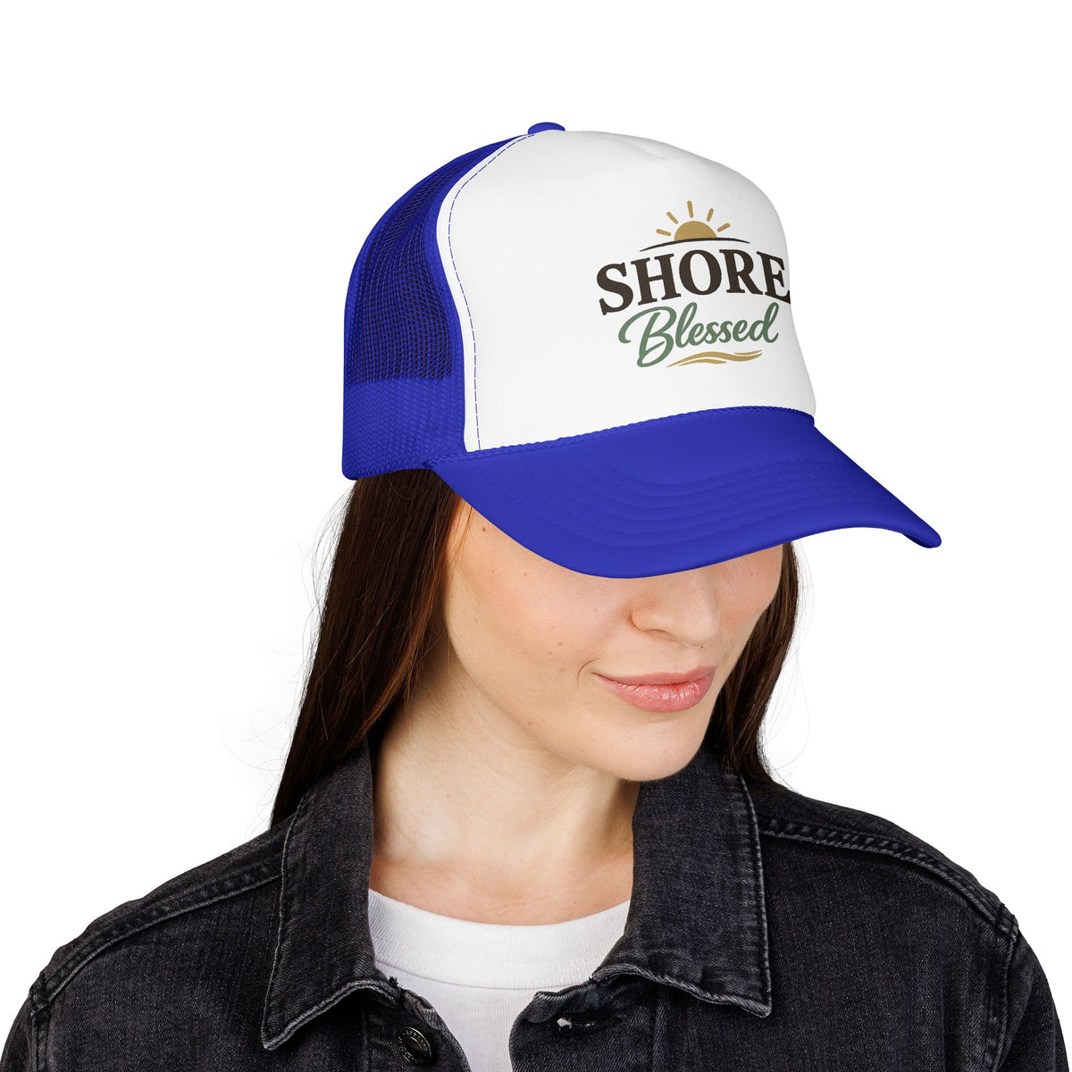 Shore Blessed™ Coastal Faith Trucker Hat | Women's Boutique Snapback | Faith & Sunshine Collection