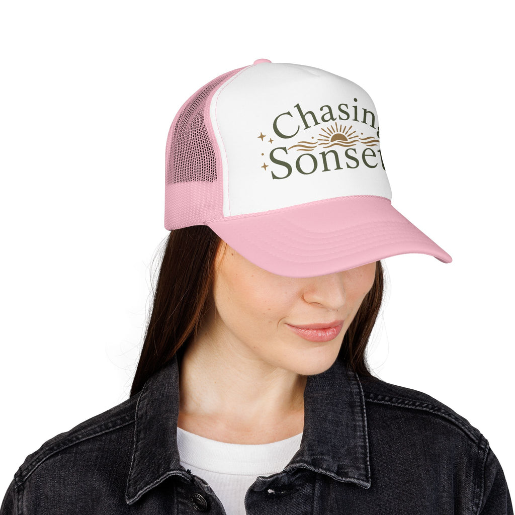 Chasing Sonsets™ Coastal Christian Trucker Hat | Women's Boutique Faith Snapback | Beach Lifestyle Hat | Still Blessed Co.