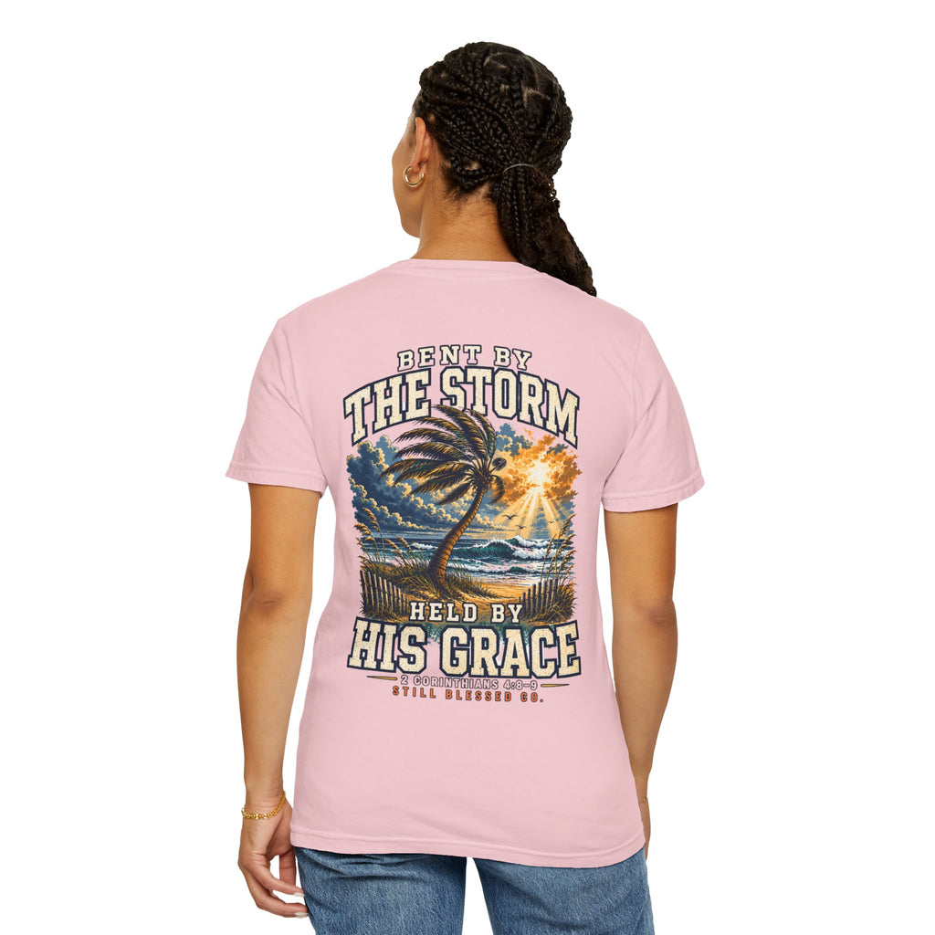 Bent by the Storm, Held by His Grace Comfort Colors® Tee | Coastal Christian Shirt | Women’s Faith Graphic T-Shirt