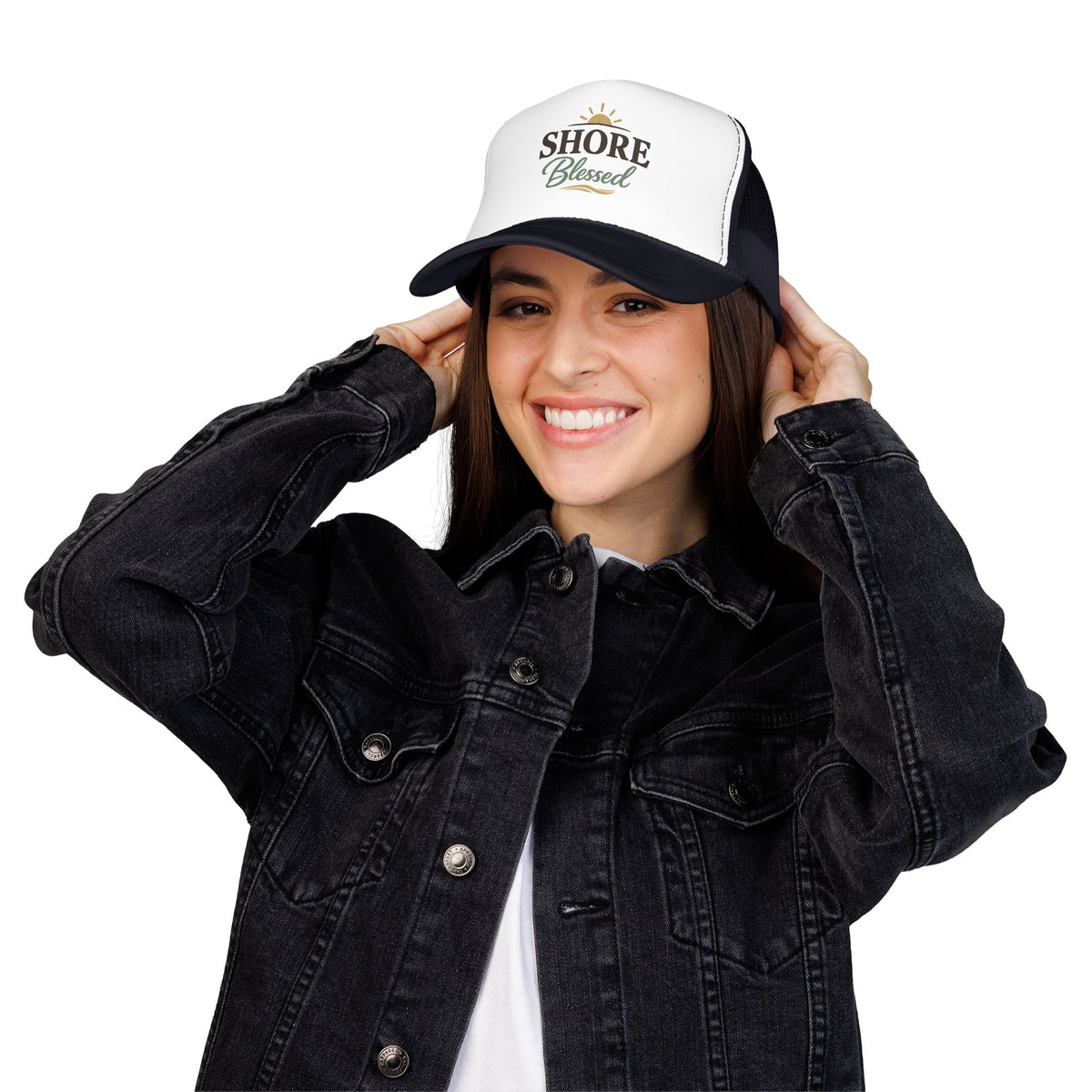 Shore Blessed™ Coastal Faith Trucker Hat | Women's Boutique Snapback | Faith & Sunshine Collection