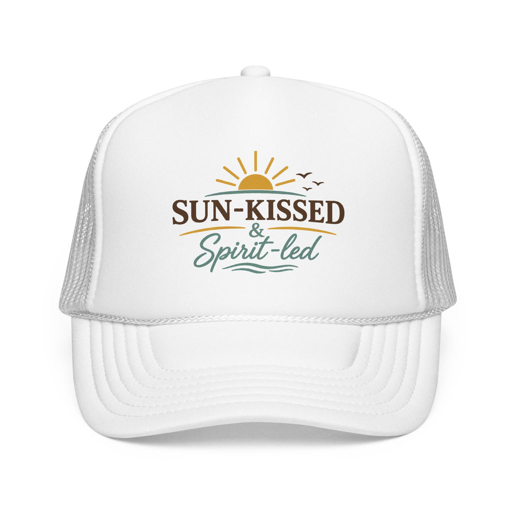 Sun-Kissed & Spirit-Led™ Coastal Christian Trucker Hat | Boutique Faith Snapback | Women's Beach Hat | Still Blessed Co.