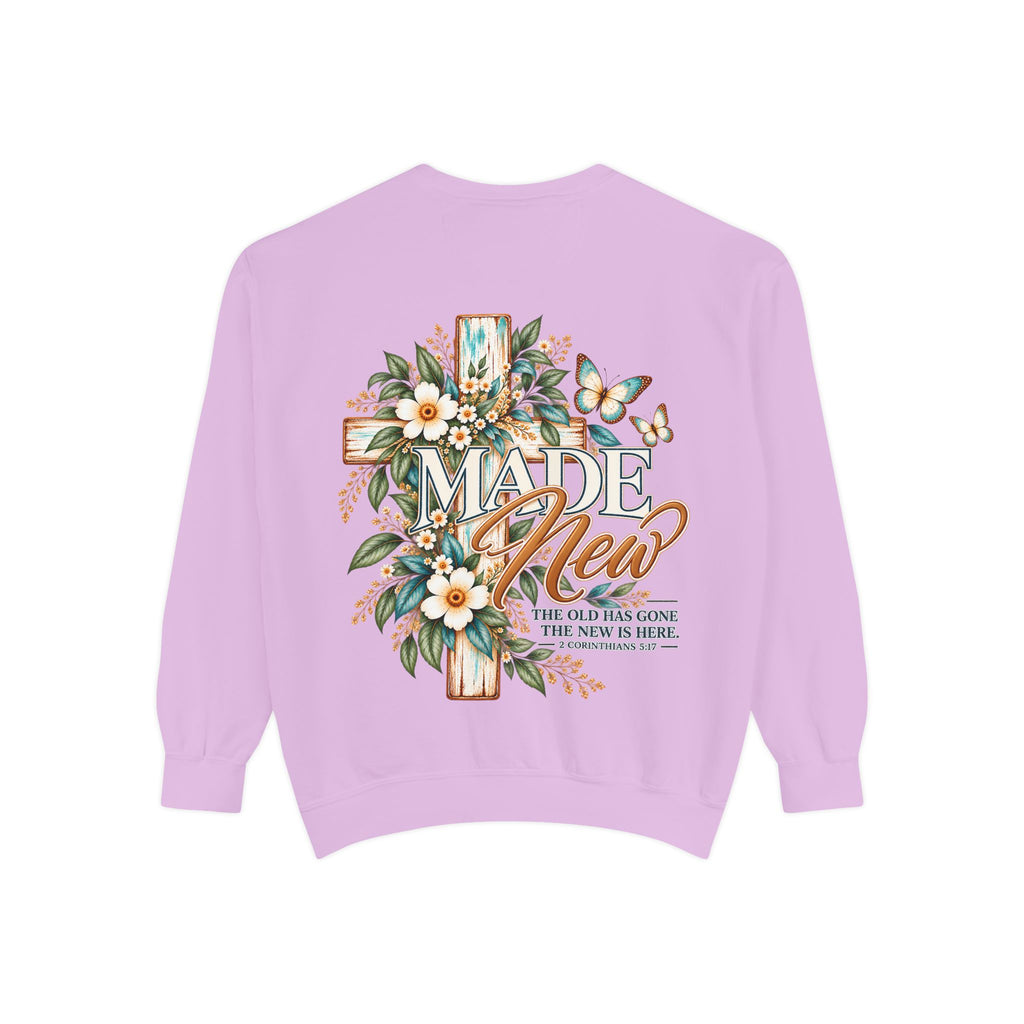 Made New | 2 Corinthians 5:17 Botanical Christian Crewneck