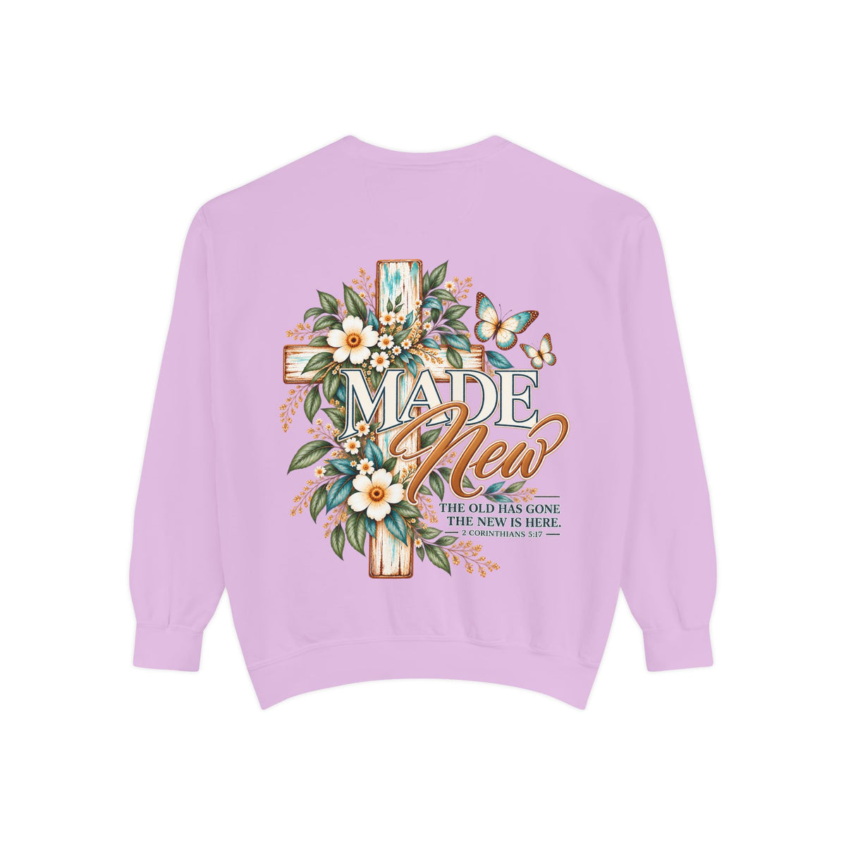 Made New | 2 Corinthians 5:17 Botanical Christian Crewneck