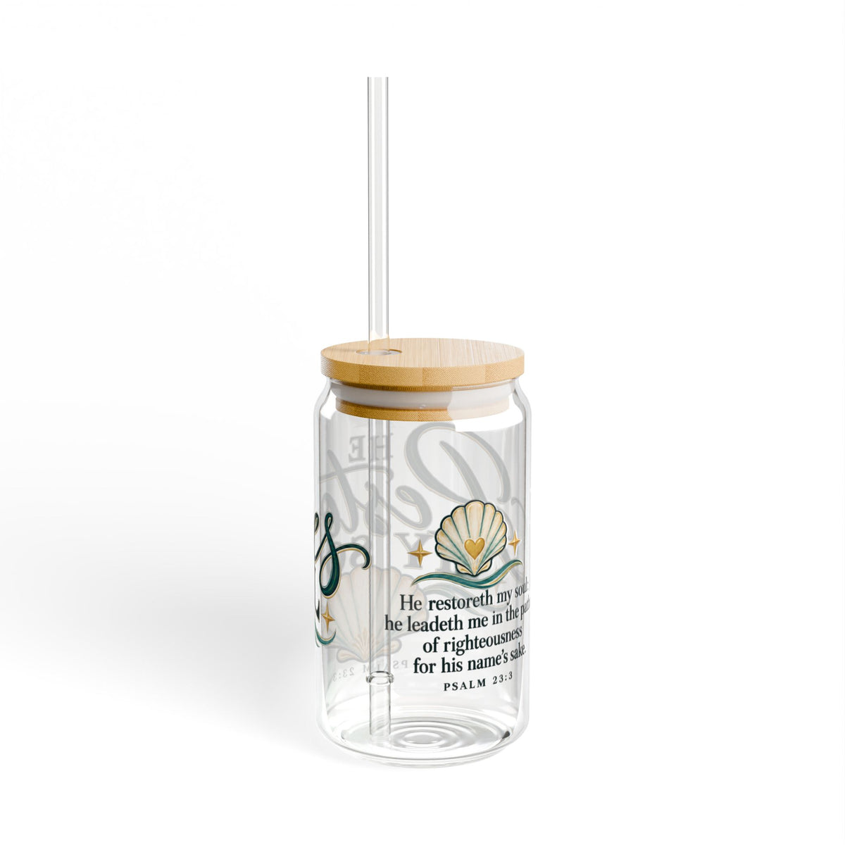 He Restores My Soul | Coastal Faith Glass Sipper · 16 oz