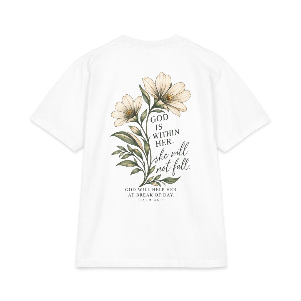 God Is Within Her Shirt | Psalm 46:5 Botanical Oversized Christian Tee
