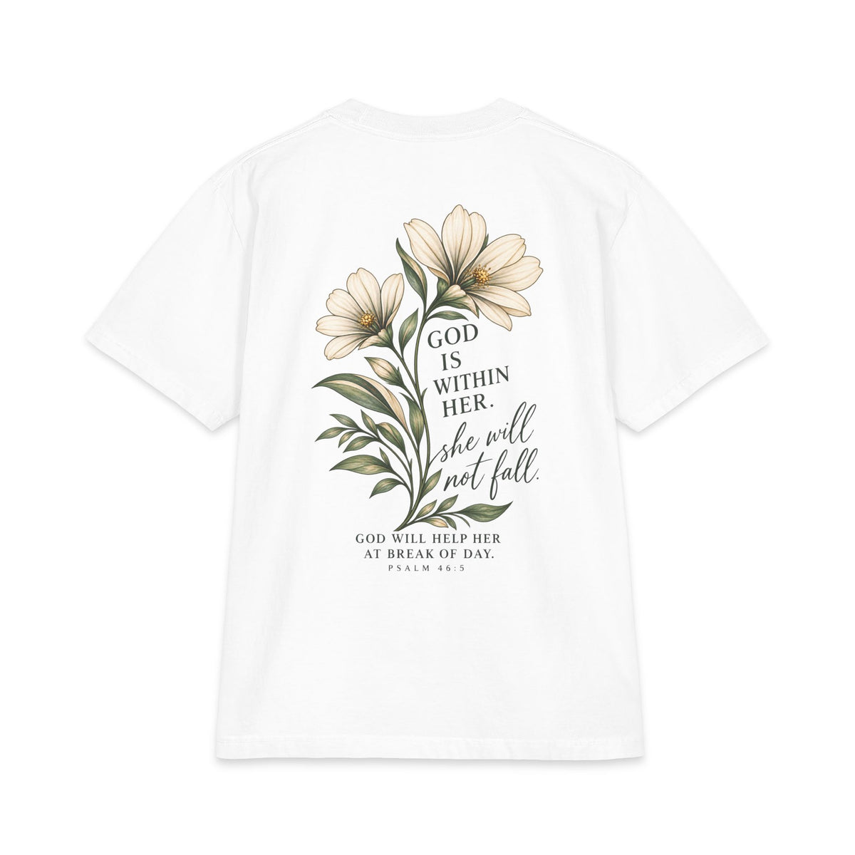 God Is Within Her Shirt | Psalm 46:5 Botanical Oversized Christian Tee