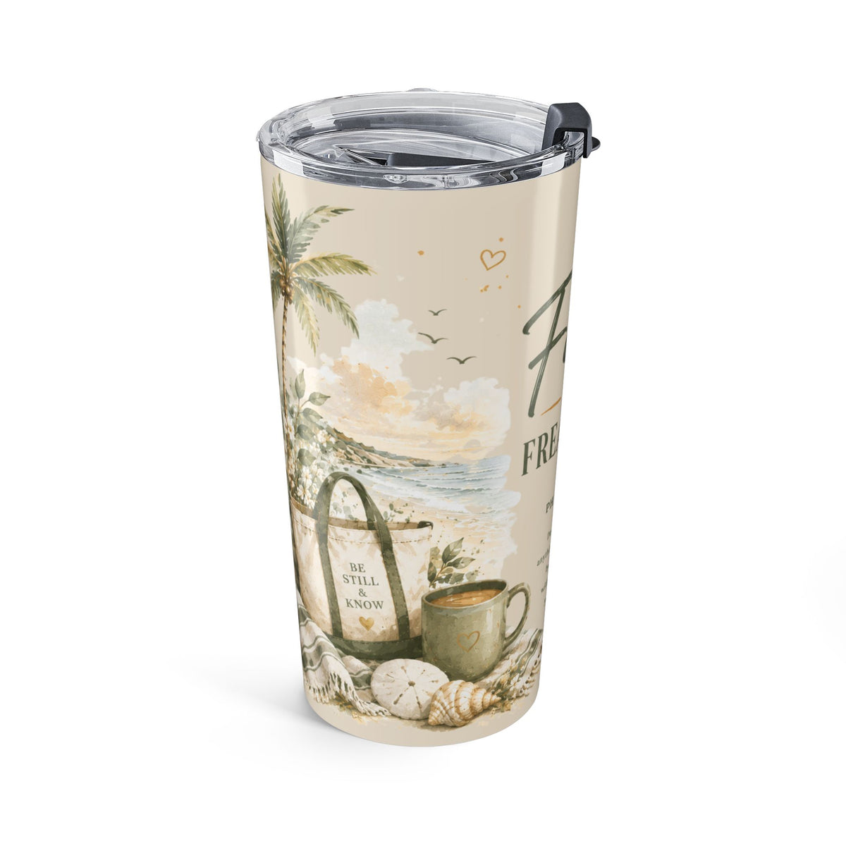 Faith Over Freaking Out™ Coastal Scripture Tumbler | Philippians 4:6–7 | 20 oz Insulated Travel Cup
